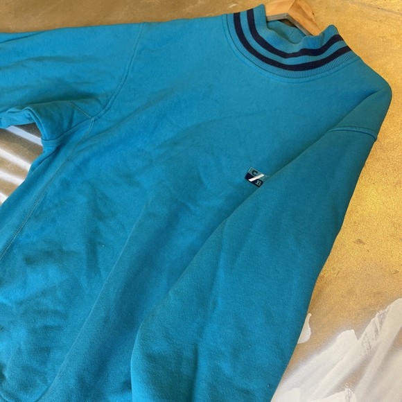 Vintage Teal Blue Thick CB Cutter Buck Long Sleeve Mock Neck Sweatshirt … - Picture 10 of 11